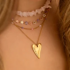 Finaste Sweet heart ketting graveren goudkleurig Fashion