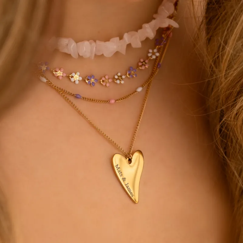 Finaste Sweet heart ketting graveren goudkleurig Fashion