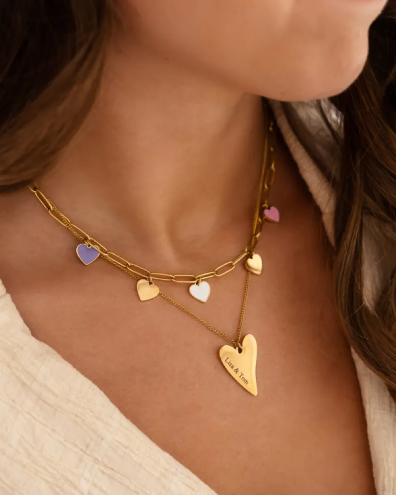 Finaste Sweet heart ketting graveren goudkleurig Fashion