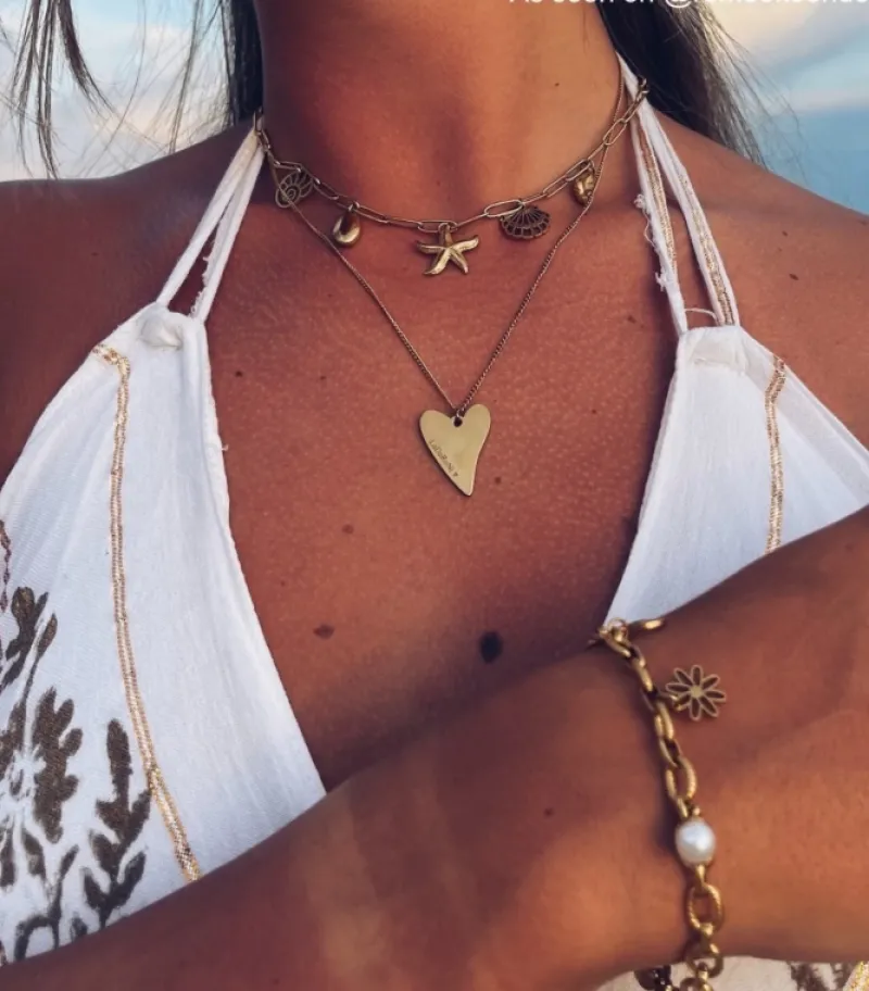 Finaste Sweet heart ketting graveren goudkleurig Fashion