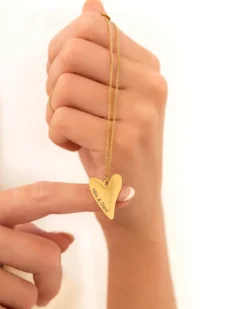 Finaste Sweet heart ketting graveren goudkleurig Fashion