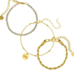 Finaste Tennis armparty met gravering goldplated Clearance