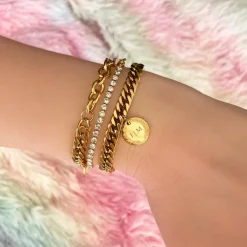 Finaste Tennis bracelet goud kleurig Best