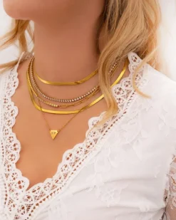 Finaste Tennis necklace goud kleurig Hot