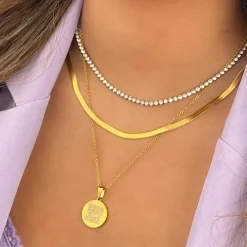 Finaste Tennis necklace goud kleurig Hot