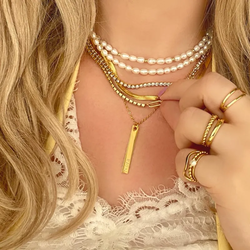 Finaste Tennis necklace goud kleurig Hot