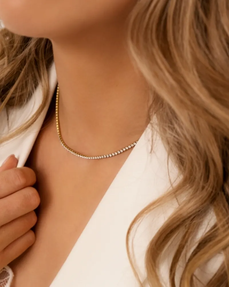Finaste Tennis necklace minimalistisch goldplated Online