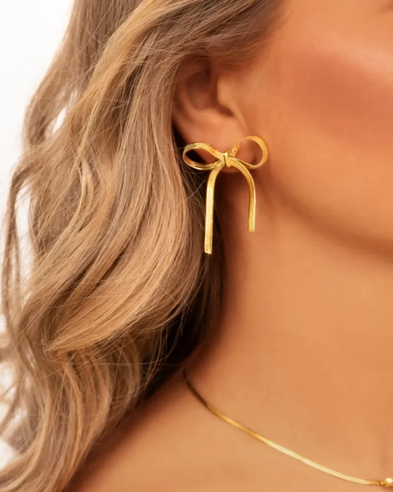 Finaste Trendy bow earrings goudkleurig Clearance