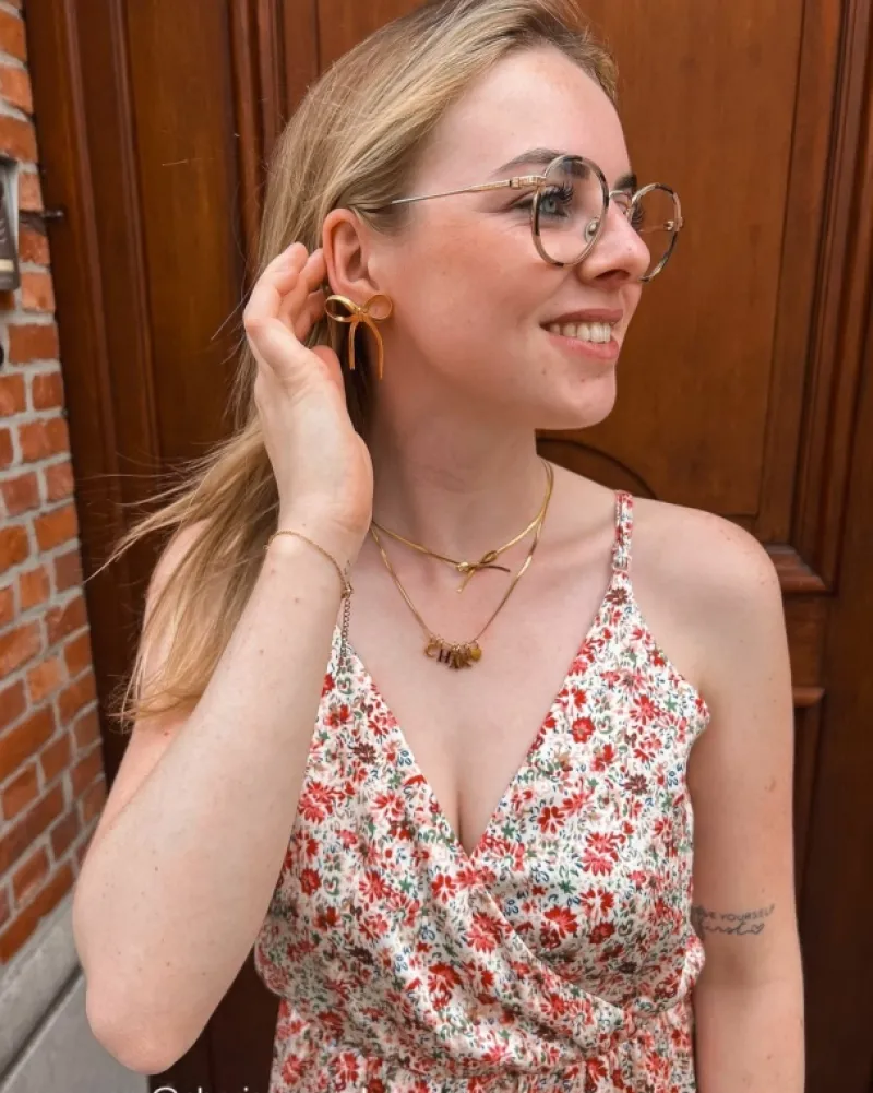 Finaste Trendy bow earrings goudkleurig Clearance