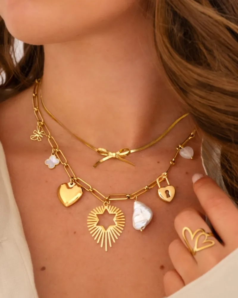 Finaste Trendy bow necklace goudkleurig Discount