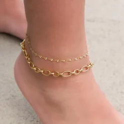 Finaste Trendy enkelbandje gold plated Hot