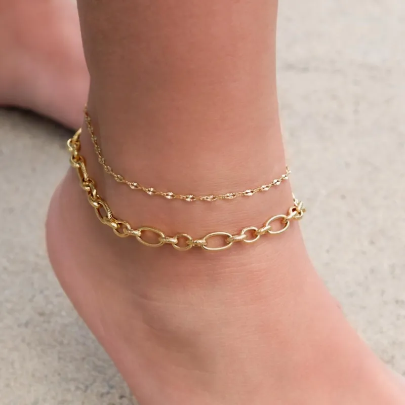 Finaste Trendy enkelbandje gold plated Hot