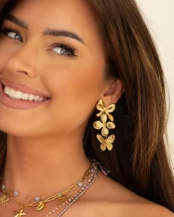 Finaste Triple charm earrings goldplated Discount