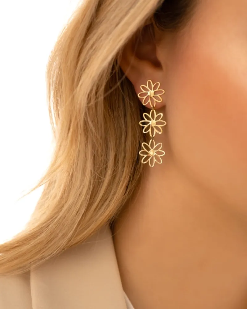Finaste Triple flower earrings goldplated Online