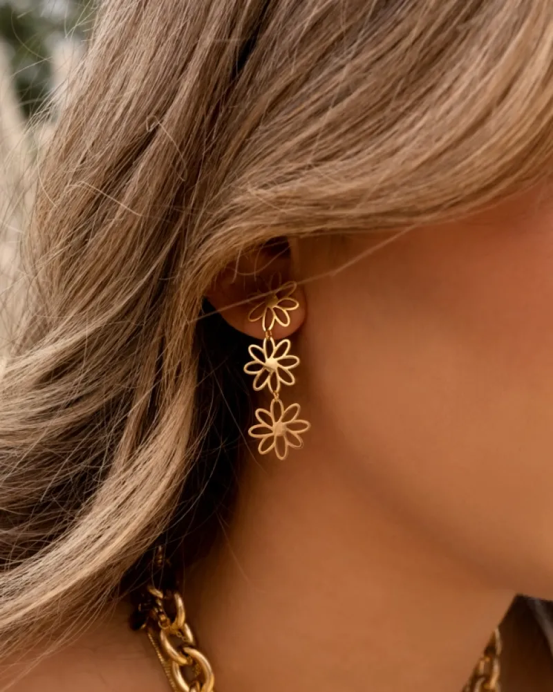 Finaste Triple flower earrings goldplated Online