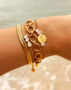 Finaste Triple gem bracelet goldplated New