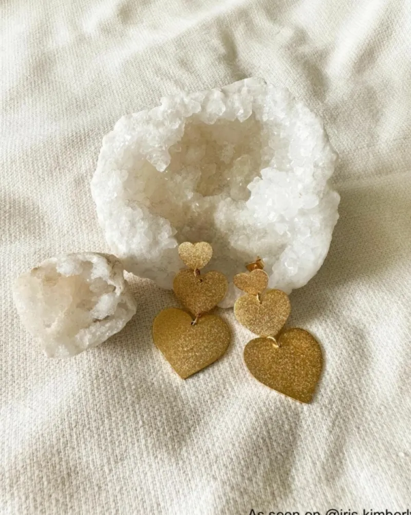 Finaste Triple heart earrings goldplated Discount