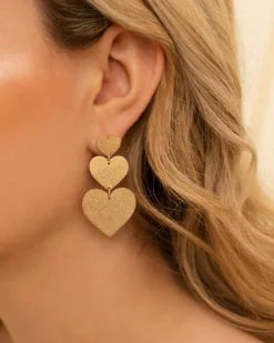 Finaste Triple heart earrings goldplated Discount