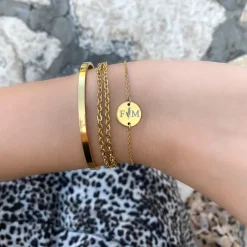 Finaste Twee Initialen armband Goud Kleurig Fashion