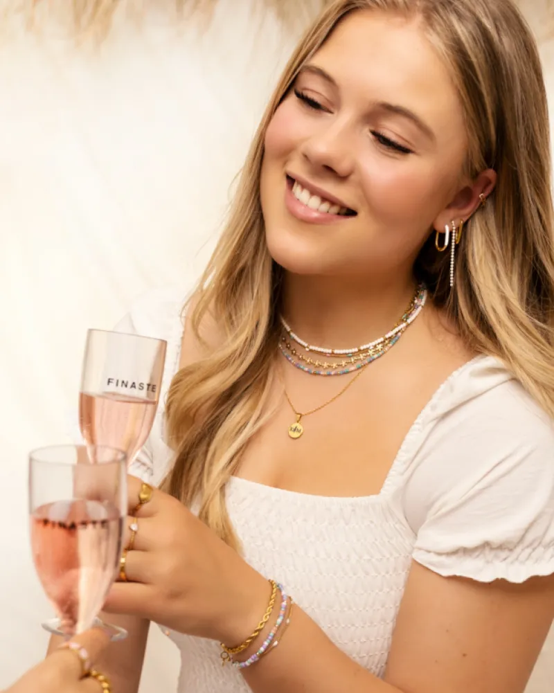 Finaste Twee Initialen ketting goud kleurig New