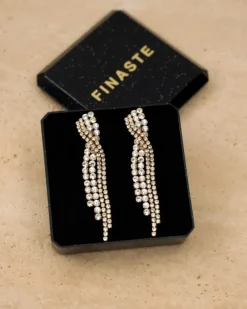 Finaste Twisted tennis earrings goudkleurig Hot