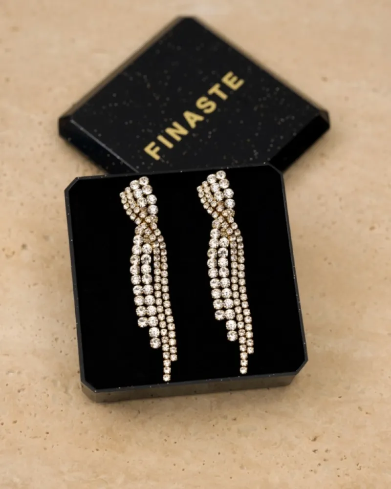Finaste Twisted tennis earrings goudkleurig Hot