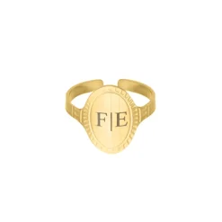 Finaste Verstelbare initial ring vintage goudkleurig Best