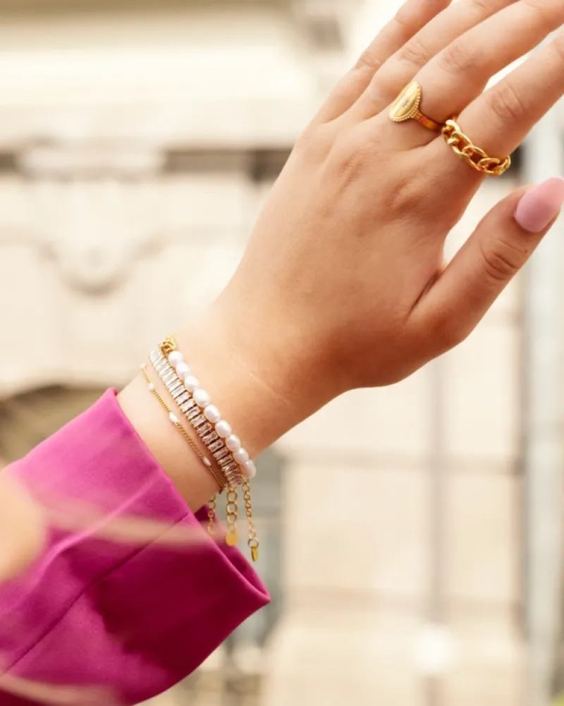 Finaste Verstelbare initial ring vintage goudkleurig Best