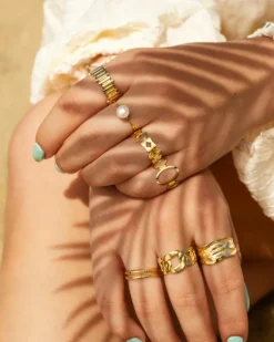 Finaste Verstelbare ring chain link goudkleurig Fashion