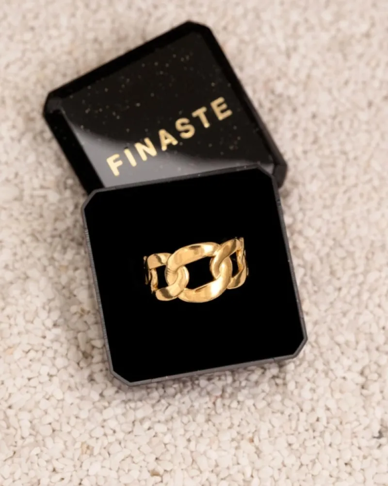 Finaste Verstelbare ring chain link goudkleurig Fashion