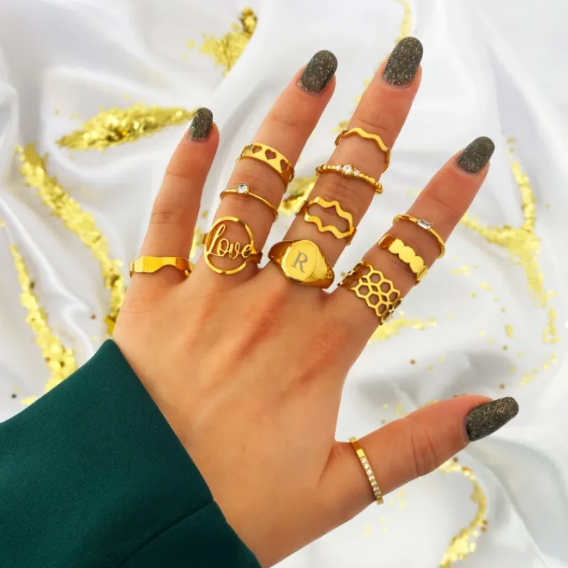 Finaste Verstelbare ring hartjes kleur goud Sale