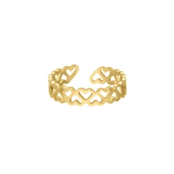 Finaste Verstelbare ring little hearts goudkleurig New