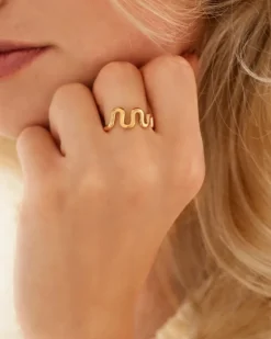 Finaste Verstelbare ring met golven goudkleurig Clearance