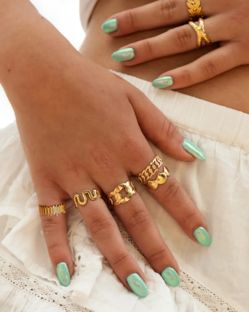 Finaste Verstelbare ring met golven goudkleurig Clearance