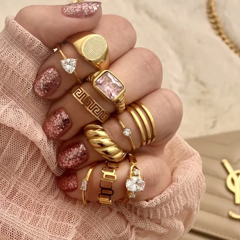 Finaste Verstelbare ring met print kleur goud Fashion