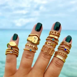 Finaste Verstelbare ring met print kleur goud Fashion
