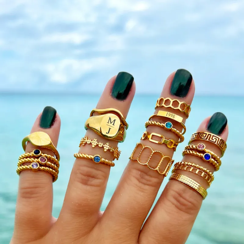 Finaste Verstelbare ring met print kleur goud Fashion
