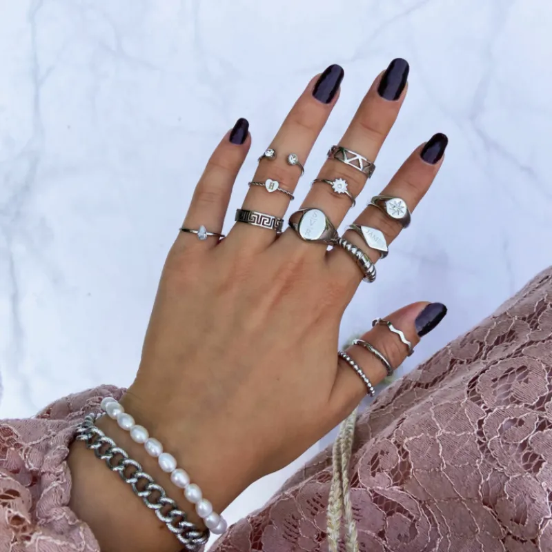 Finaste Verstelbare ring met print Fashion