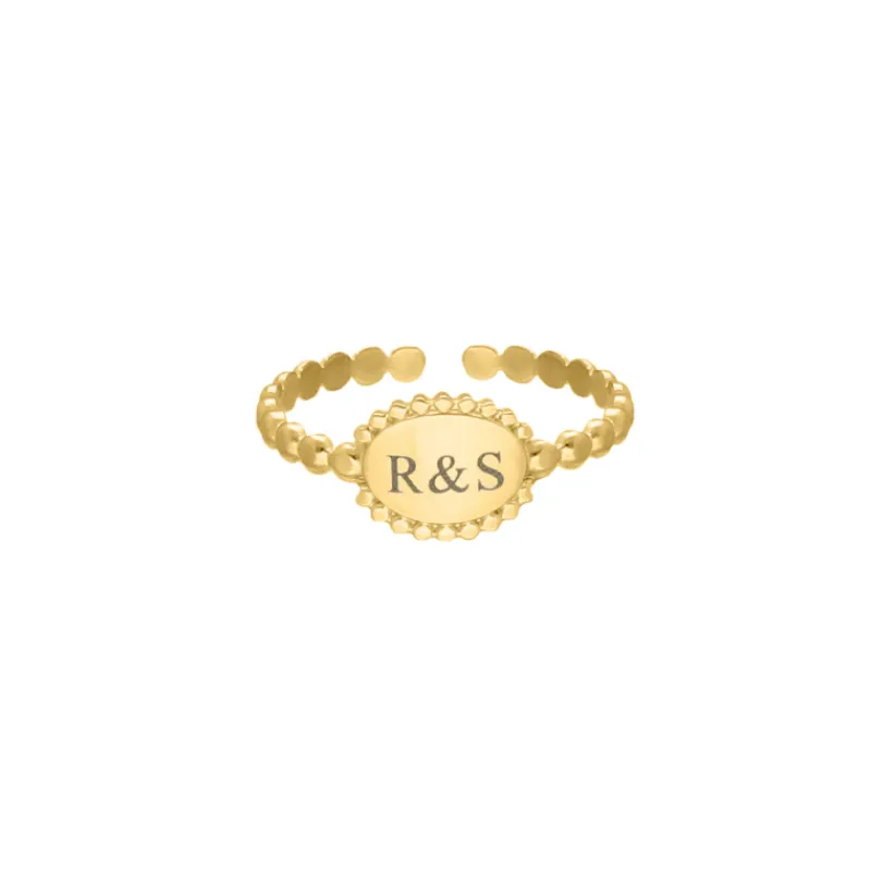 Finaste Vintage Initial Ring Goudkleurig New