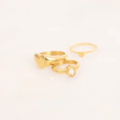 Finaste Vintage stone ring goudkleurig Sale