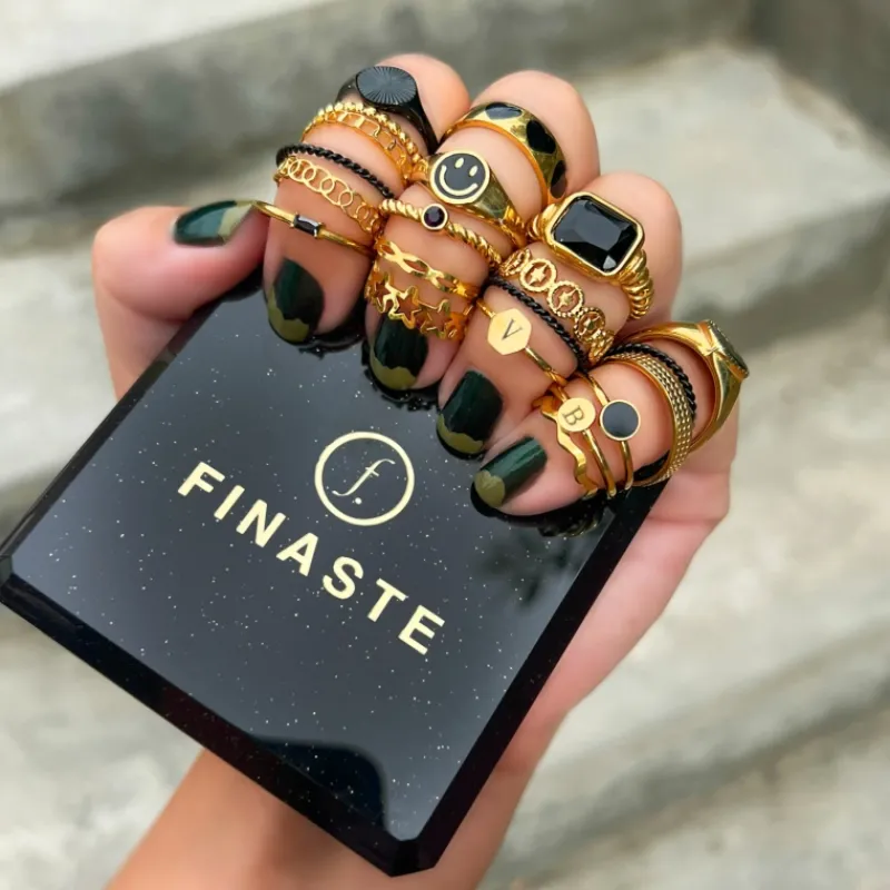 Finaste Zegelring Star Zwart New