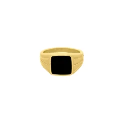 Finaste Zegelring zwart chunky kleur goud Fashion