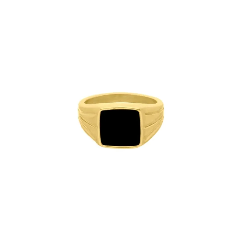 Finaste Zegelring zwart chunky kleur goud Fashion
