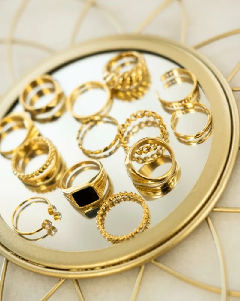 Finaste Zegelring zwart chunky kleur goud Fashion