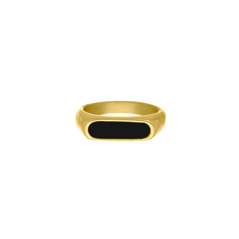Finaste Zegelring zwart kleur goud Clearance