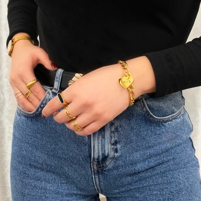 Finaste Zegelring zwart kleur goud Clearance