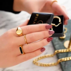 Finaste Zegelring zwart kleur goud Clearance