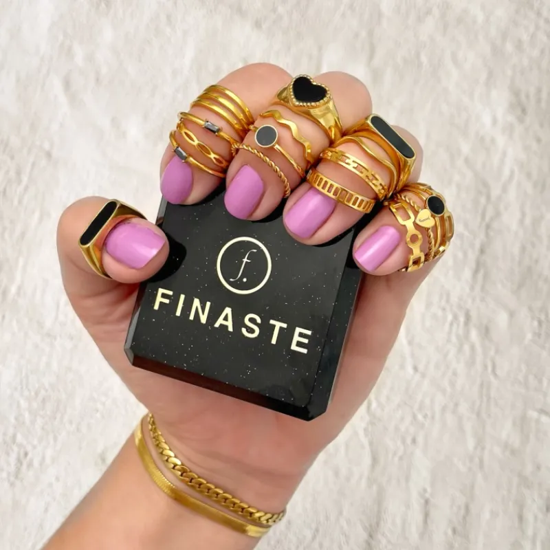 Finaste Zwarte jetset ring goudkleurig Clearance