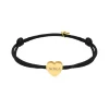 Finaste Zwarte satin heart armband met initials verguld New